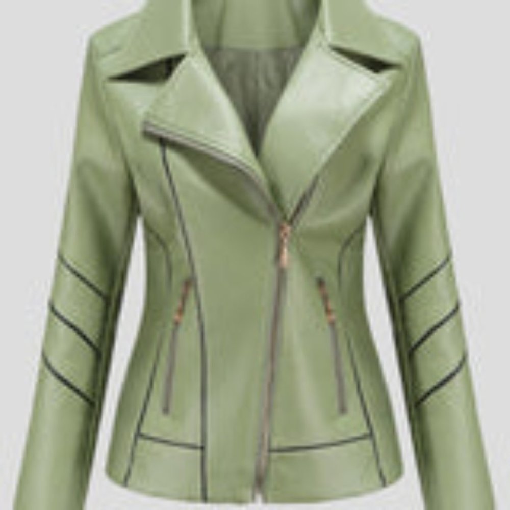 Mint Green Leather Jacket